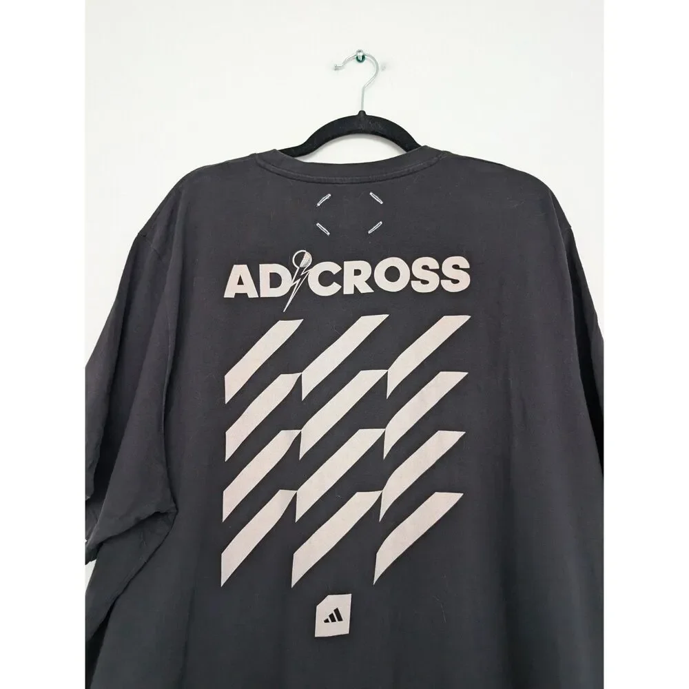 Adidas Adicross 3 Stripe Graphic Short Sleeve T-Shirt Sz 2XL Black White